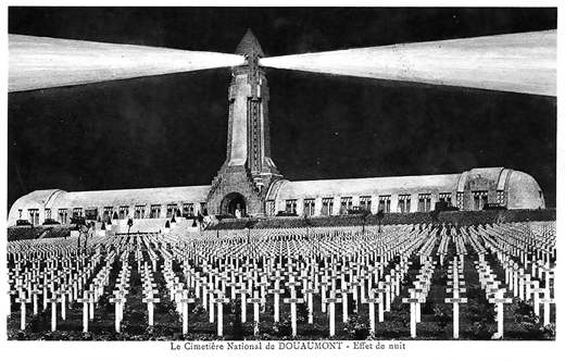 Figure 7. Léon Azéma, Ossuary of Douaumont, Douaumont, France, 1932, south side with the lanterne des morts (postcard, author's collection).