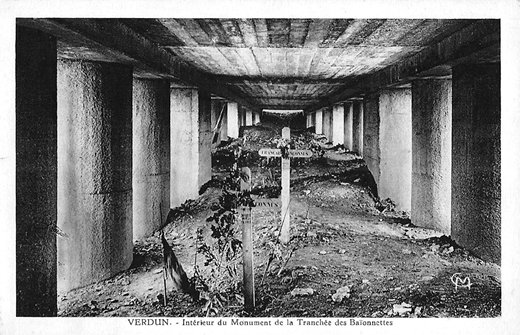Figure 14. André Ventre, Tranchée des Baïonnettes memorial, Douaumont, France, 1920, interior (postcard, author's collection).