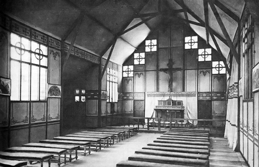 Figure 18. Placide Thomas, Chapelle de Saint-Jean, demountable church for the devastated regions of France, shown at the La cité reconstituée exhibition, Paris, 1916, interior (“L'exposition de la Cité reconstituée,” L'Image de la Guerre 94 [Aug. 1916]).