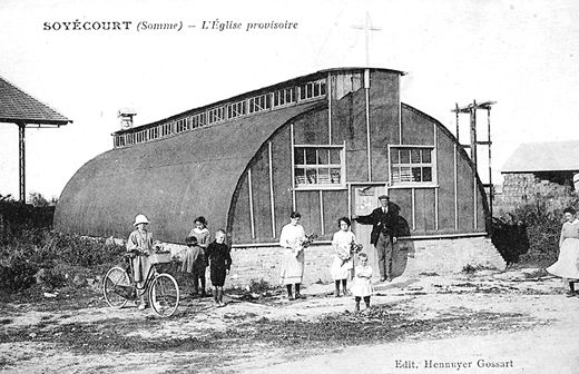Figure 21. Provisional church in Soyécourt in the Somme, France, ca. 1918 (postcard, author's collection).