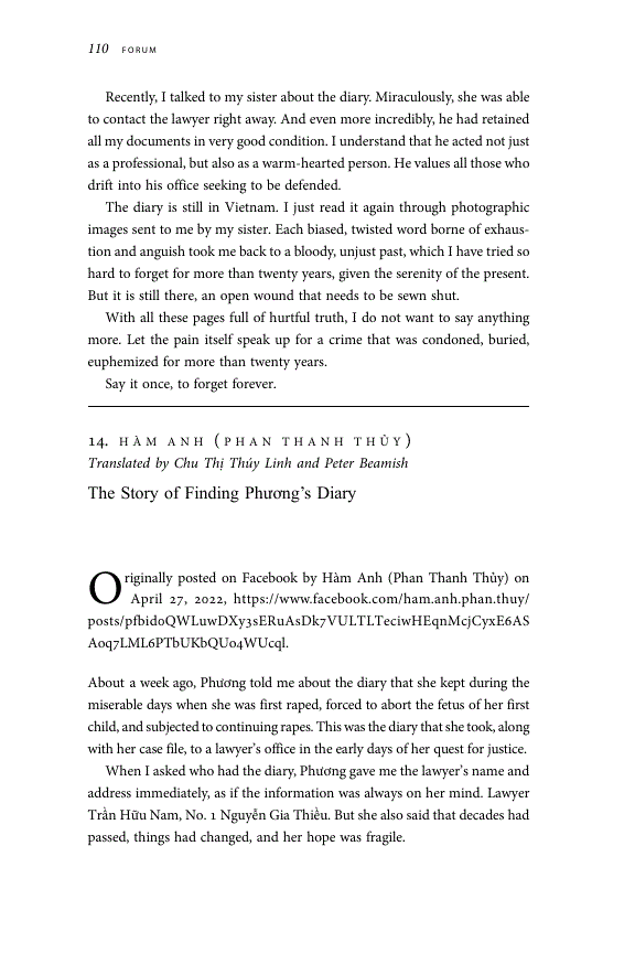 First page of The Story of Finding Phương’s Diary