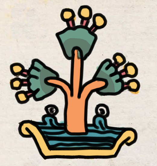 Digital drawing of Axocopan place glyph, unidentified artist(s), Codex Mendoza, folio 27r. Bodleian Libraries (artwork in the public domain; drawing provided by Alanna Radlo-Dzur)