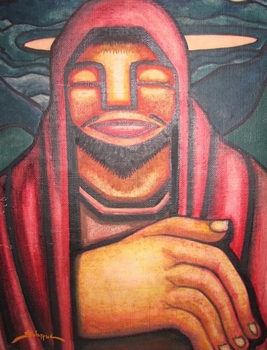 Salarrué, Emperor of Atlantis, s.f., 27¾ x 23¼ pulg. (70.5 x 59 cm). Colección Bruce W. Clark (reproducción cortesía de Paul Salarrue Clark, Bruce W. Clark y Selva Prieto Salazar; fotografía tomada por Bruce W. Clark)