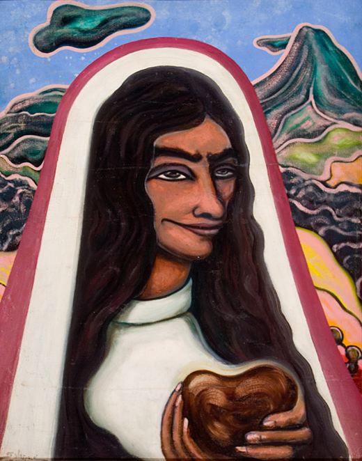 Salarrué, Niña del zúngano, s.f., óleo sobre lienzo, 28¾ x 22¼ pulg. (73 x 56.5 cm). Museo de la Palabra y la Imagen, colección Salarrué (reproducción cortesía de Paul Salarrue Clark, Bruce W. Clark y Selva Prieto Salazar; fotografía tomada por Museo de la Palabra y la Imagen)