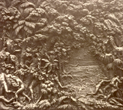 Charles Cordier, Arrival of Columbus, 1873−77, relief on the pedestal of Monumento a Colón, bronze. Silvio Zavala, El descubrimiento colombino en el arte de los siglos XIX y XX (Fomento Cultural Banamex, 1991), pl. 21.