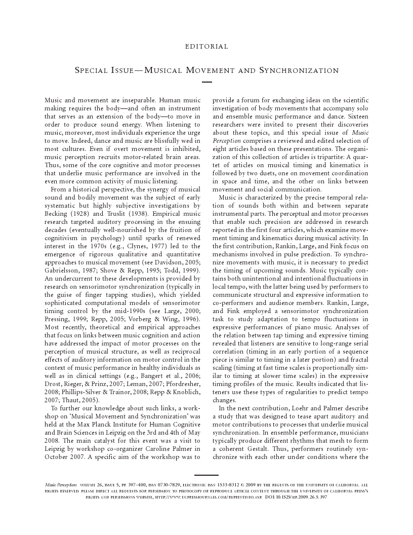 First page of Special Issue—Musical Movement and Synchronization