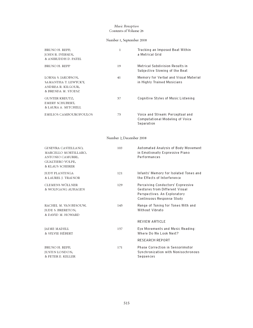 First page of Index