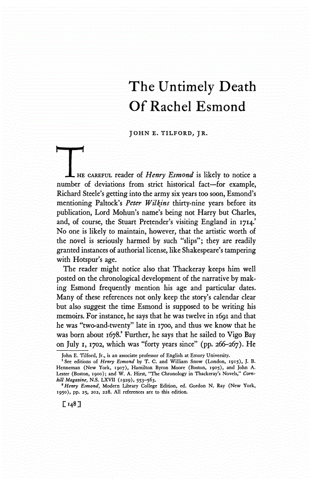 First page of The Untimely Death of Rachel Esmond