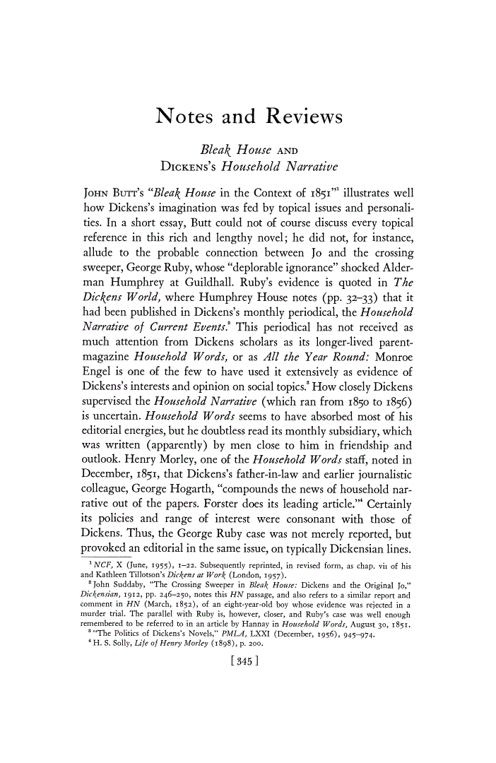 First page of Bleak House and Dickens's Household Narrative