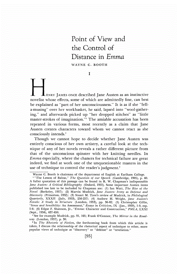 First page of Point of View and the Control of Distance in Emma