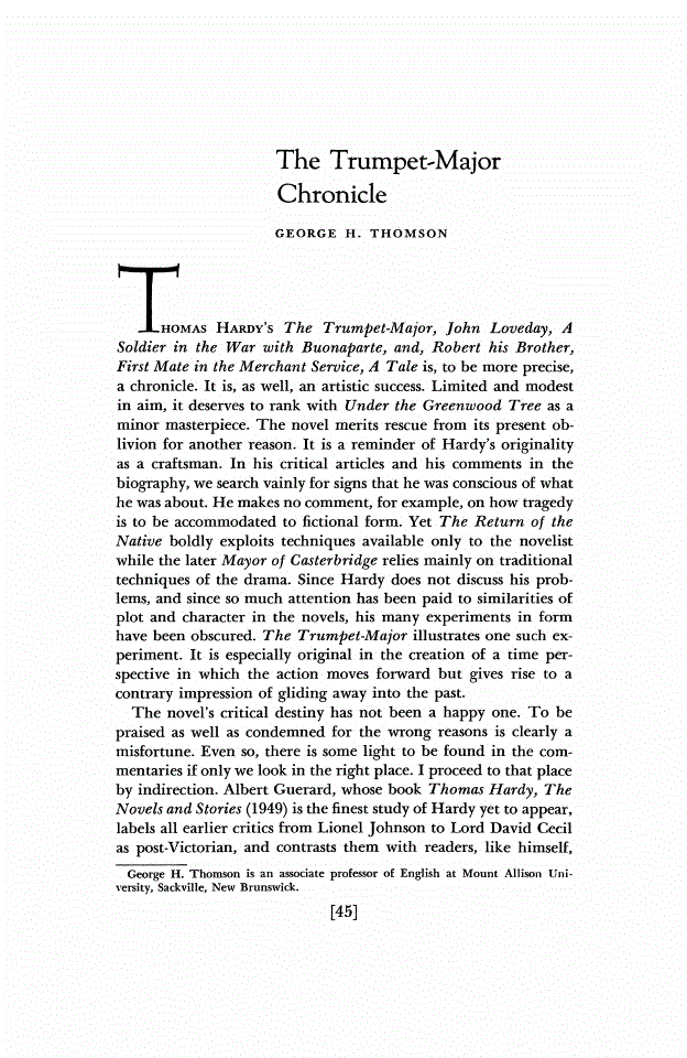 First page of The Trumpet-Major Chronicle