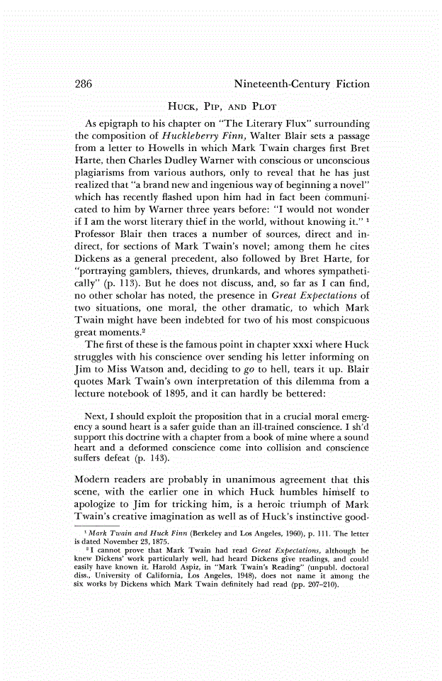 First page of Huck, Pip, and Plot