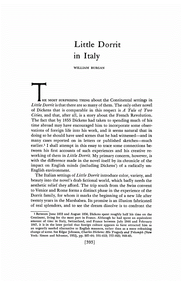 First page of Little Dorrit in Italy