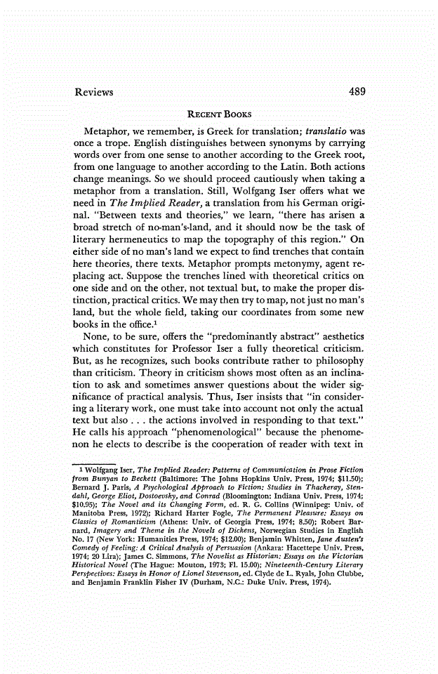 First page of Recent Books