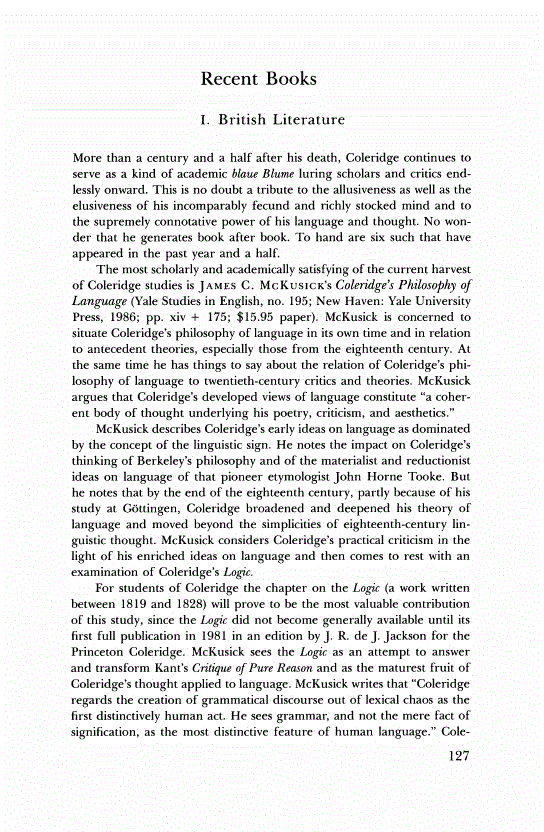 First page of Recent Books