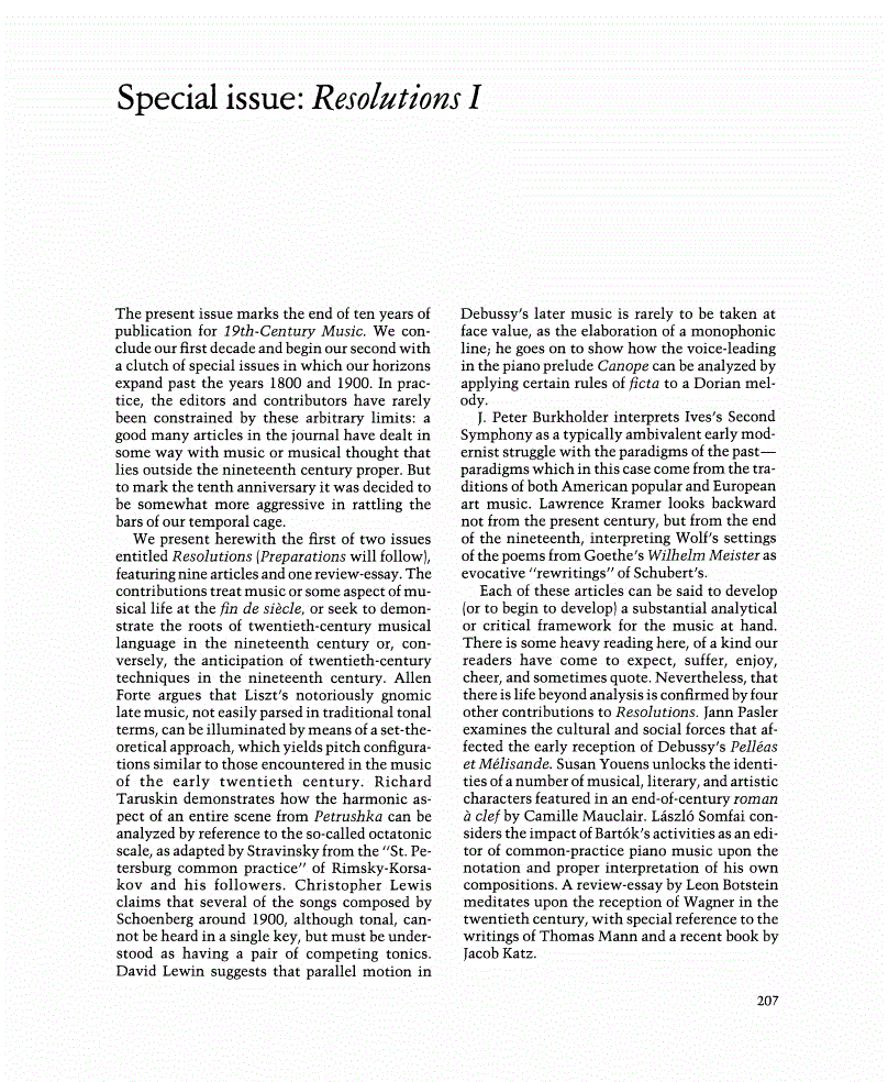 First page of Special Issue: Resolutions I