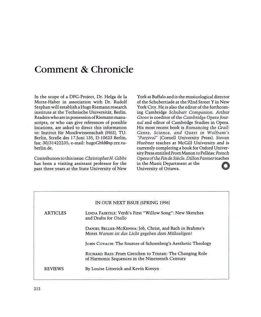 First page of Comment &amp; Chronicle