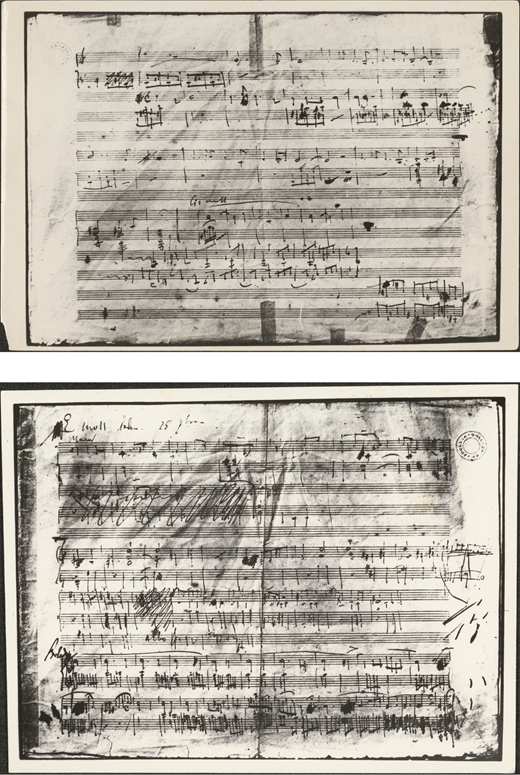 Surviving sketch-leaf, dated 28 November [1838], Palma. Courtesy of the Fryderyk Chopin Institute Library, Warsaw article number F. 1743; photographer, Müller, 1959.