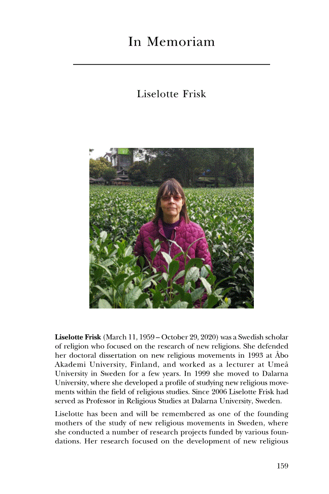 First page of In Memoriam<subtitle>Liselotte Frisk</subtitle>