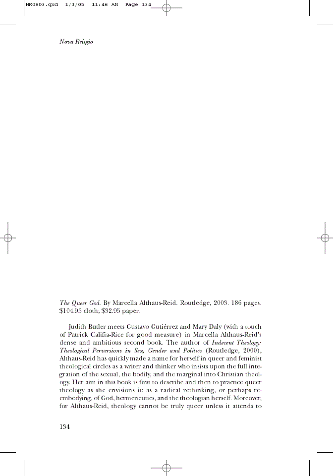First page of The Queer God<alt-title alt-title-type="foot-running" />
