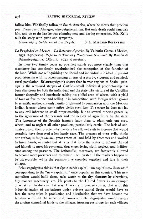 First page of Review: <italic>La Propiedad en Mexico: La Reforma Agraria</italic>, by Valentín Gama