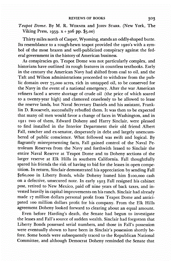 First page of Review: <italic>Teapot Dome</italic>, by M. R. Werner and John Starr