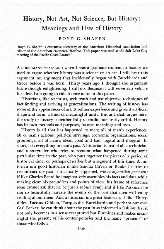 First page of History, Not Art, Not Science, but History: Meanings and Uses of History