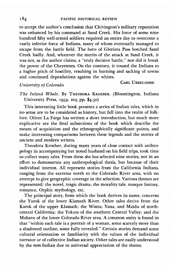 First page of Review: <italic>The Inland Whale</italic>, by Theodora Kroeber