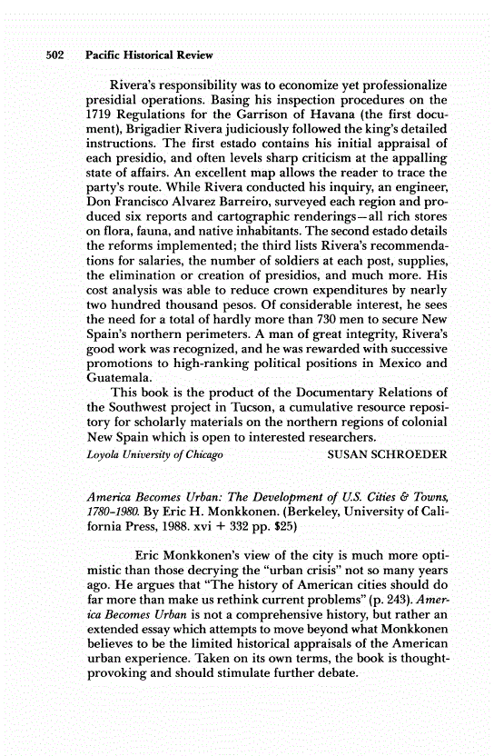 First page of Review: <italic>America Becomes Urban: The Development of U.S. Cities &amp; Towns, 1780-1980</italic>, by Eric H. Monkkonen