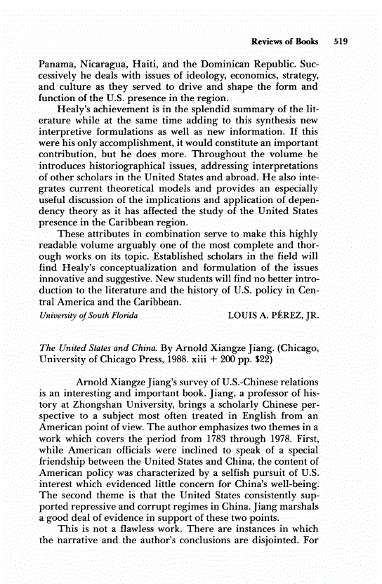 First page of Review: <italic>The United States and China</italic>, by Arnold Xiangze Jiang