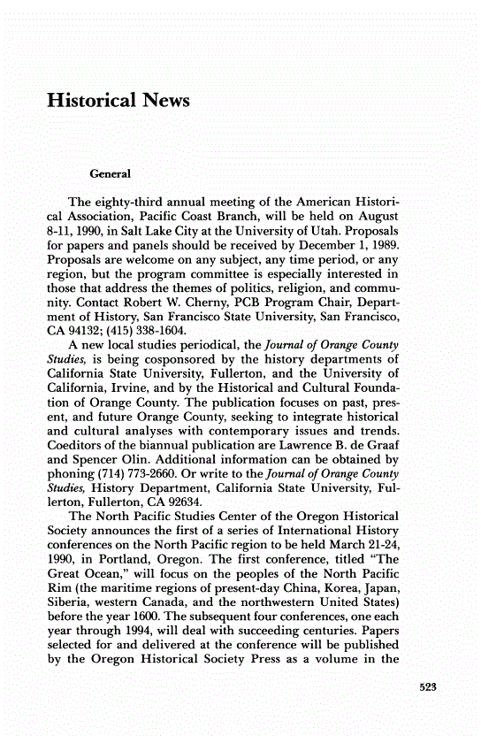 First page of Historical News