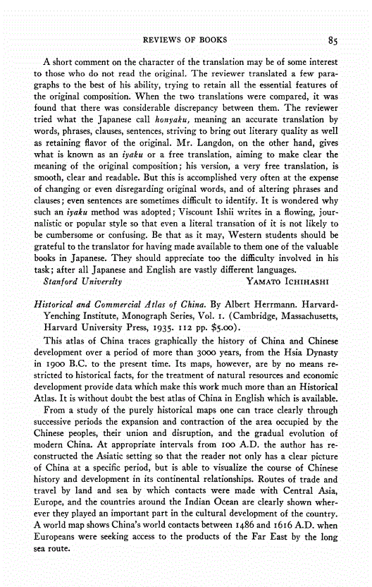 First page of Review: <italic>Historical and Commercial Atlas of China</italic>, by Albert Herrmann