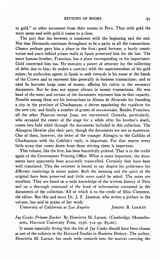 First page of Review: <italic>Jay Cooke, Private Banker</italic>, by Henrietta M. Larson