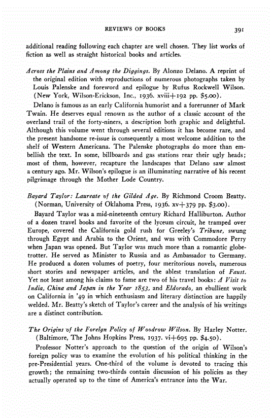 First page of Review: <italic>Bayard Taylor: Laureate of the Gilded Age</italic>, by Richmond Croom Beatty