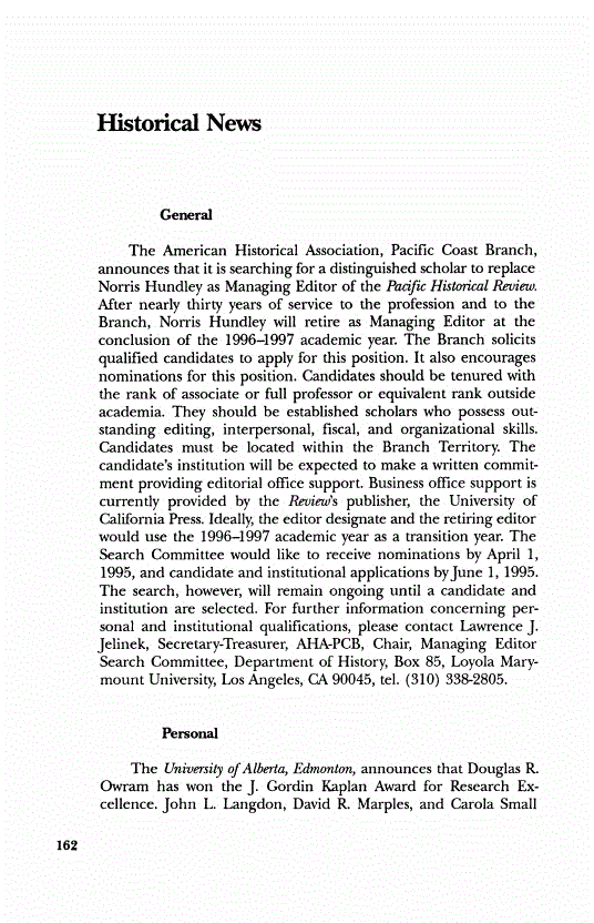 First page of Historical News