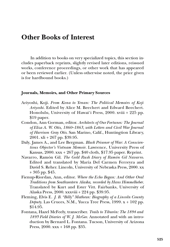 First page of Other Books of Interest