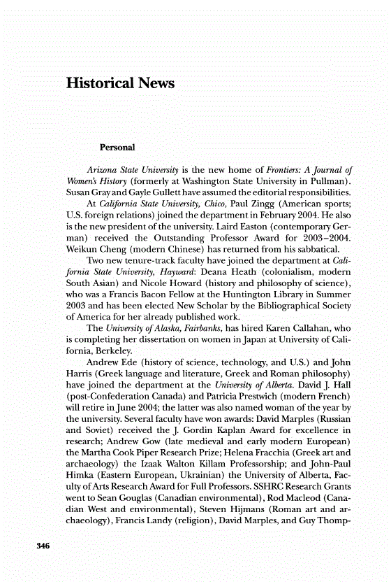 First page of Historical News
