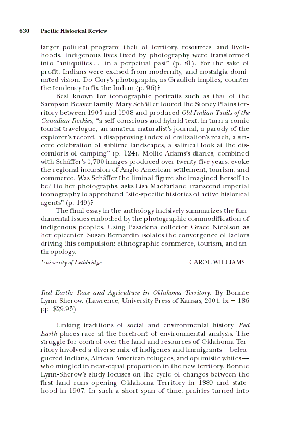 First page of <sc>Review of Lynn-Sherow, Red Earth</sc>