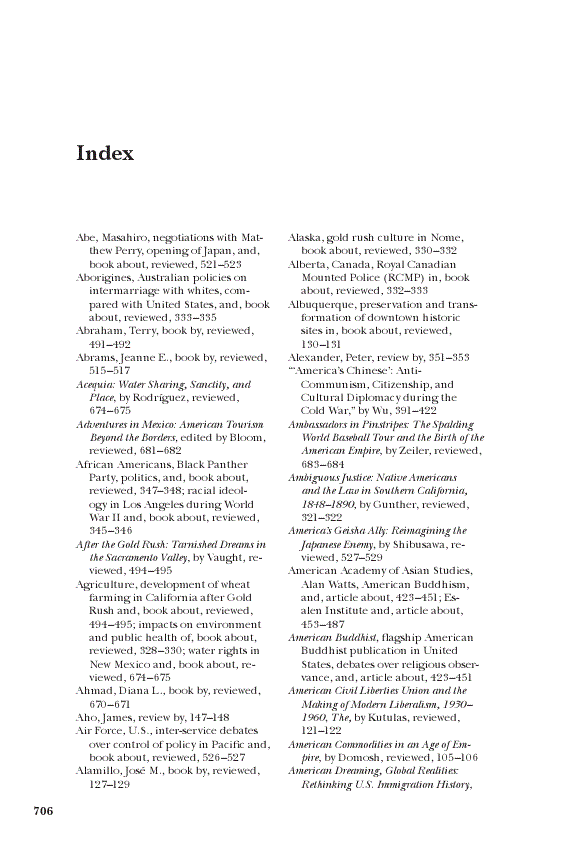 First page of Index