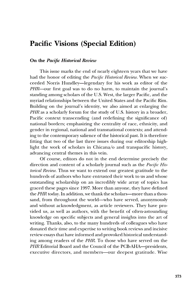 First page of Pacific Visions (Special Edition)