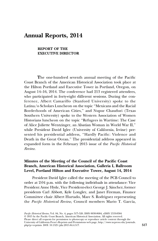 First page of Annual Reports, 2014<subtitle>Report of the Executive Director</subtitle>