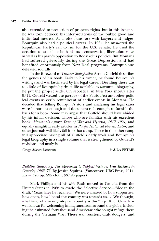 First page of Review: <italic>Building Sanctuary: The Movement to Support Vietnam War Resisters in Canada, 1965–73</italic> by Jessica Squires