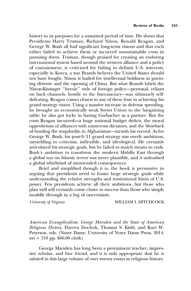 First page of Review: <italic>American Evangelicalism: George Marsden and the State of American Religious History</italic> by Darren Dochuk, Thomas S. Kidd, and Kurt W. Peterson, eds.