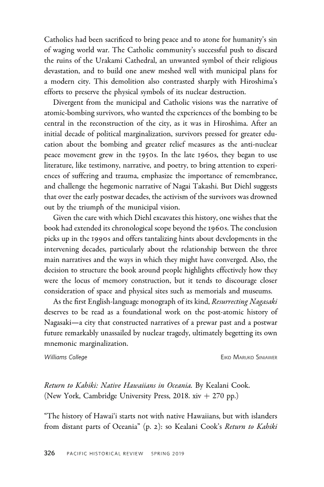 First page of Review: <italic>Return to Kahiki: Native Hawaiians in Oceania</italic> by Kealani Cook