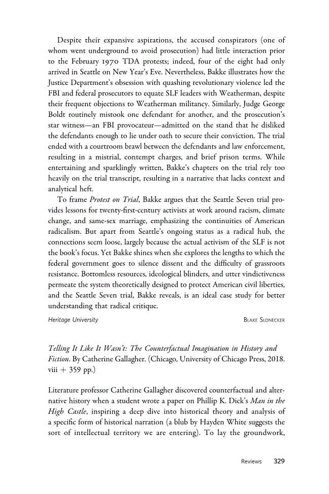 First page of Review: <italic>Telling It Like It Wasn’t: The Counterfactual Imagination in History and Fiction</italic> by Catherine Gallagher