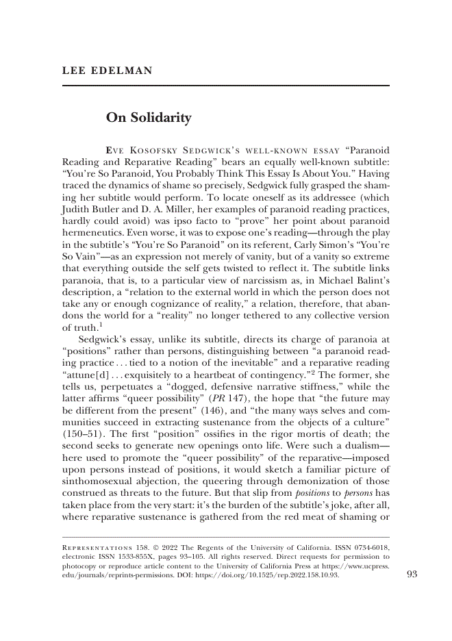 First page of On Solidarity