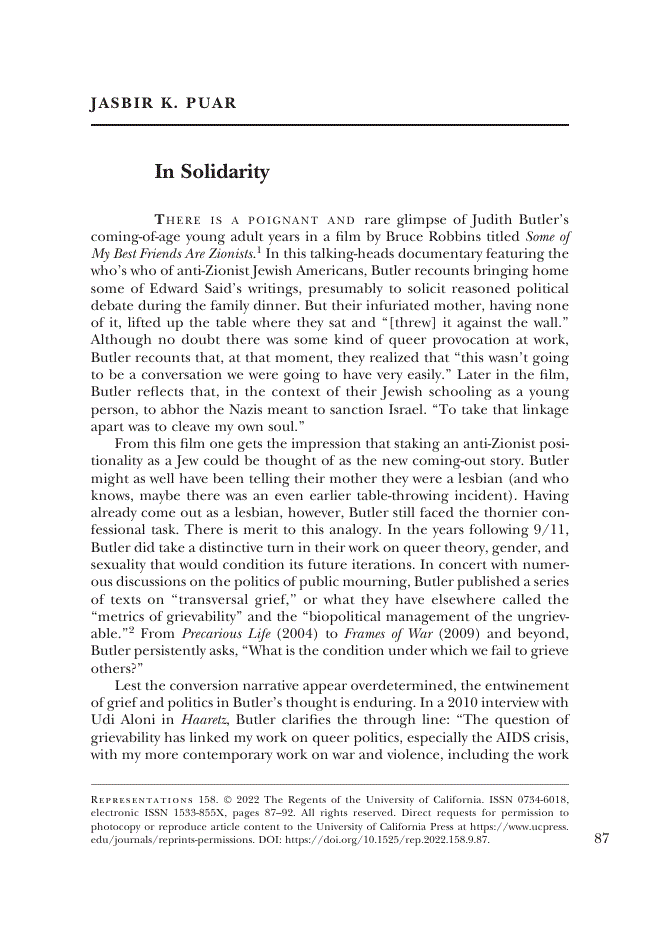 First page of In Solidarity