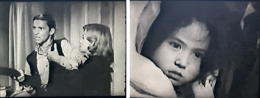 Shot: Jimmy’s monologue; reverse shot: Judy’s tears, close-up. Stills from “Children of Calamity,” Slattery’s People, 47:38 and 47:55.