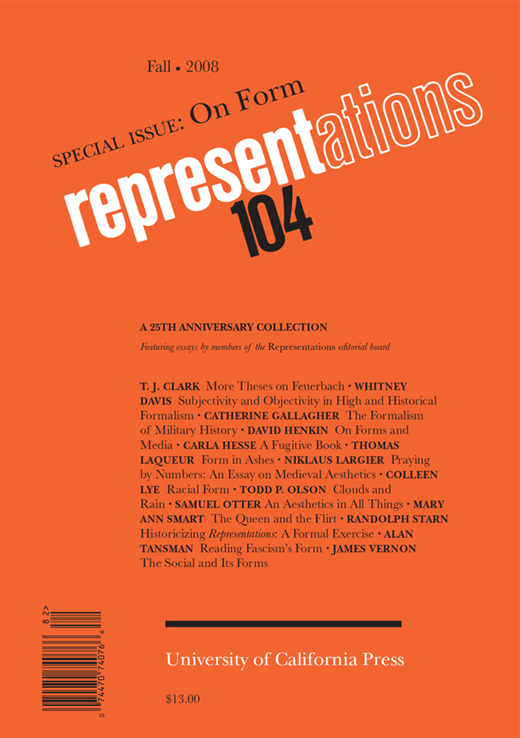 Representations Cover Image for Volume 104, Issue 1