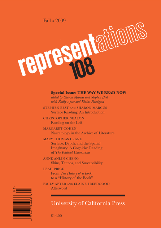Representations Cover Image for Volume 108, Issue 1